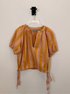 Voyageur by Mersea Poète Short Sleeve Top in Apricot Stripe